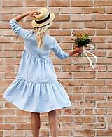 Šaty - Dámske riasené ľanové šaty - Stehlík  (prašná ružová) - 15508991_