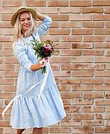 Šaty - Dámske riasené ľanové šaty - Stehlík  (malinová) - 15508992_