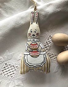 Dekorácie - Vanilkový zajko s veľkonočným vajíčkom - 15506613_