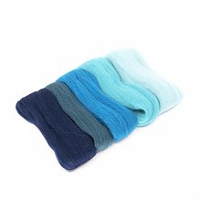 Textil - Vlna na plstenie, 100% merino, 20g, mix 5 farieb (modrý mix 14) - 15512444_