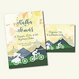 Papiernictvo - Svadobné oznámenie - Bicykle a hory - 15510774_