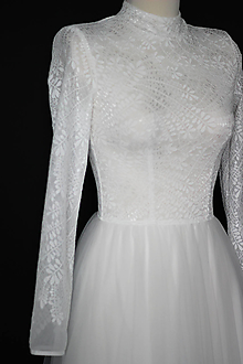 Šaty - Svadobné šaty so stojačikom do chladnejšieho počasia - 15511686_