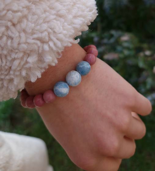 Náramok Pectolit - Larimar a Rodonit