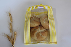 Úžitkový textil - Vrecúško na chlieb a pečivo - žlté pásikové - 15512504_