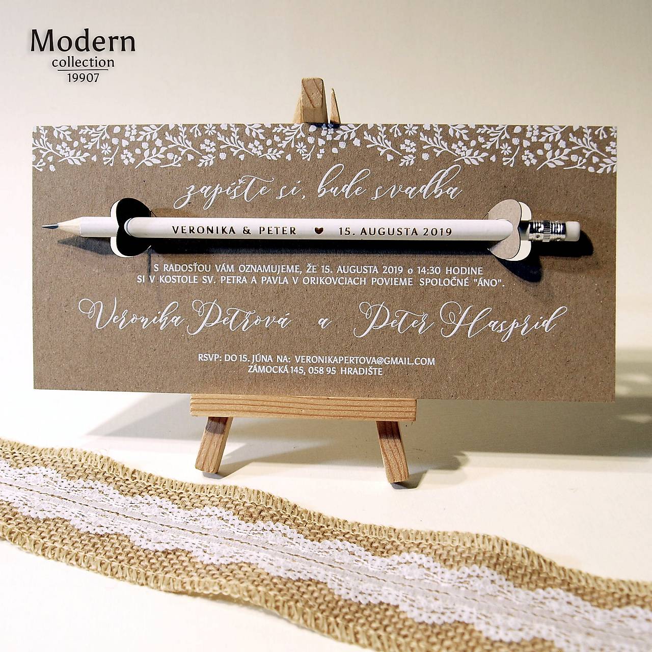 svadobné oznámenia s gravírovanou ceruzkou 19907