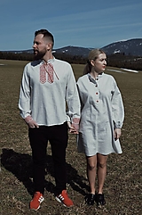 Šaty - Ľanová košeľa a ľanové šaty Čerešne - 15511609_
