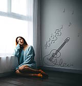 Dekorácie - Nálepka na stenu - Urban style gitara (Žltá) - 15510711_