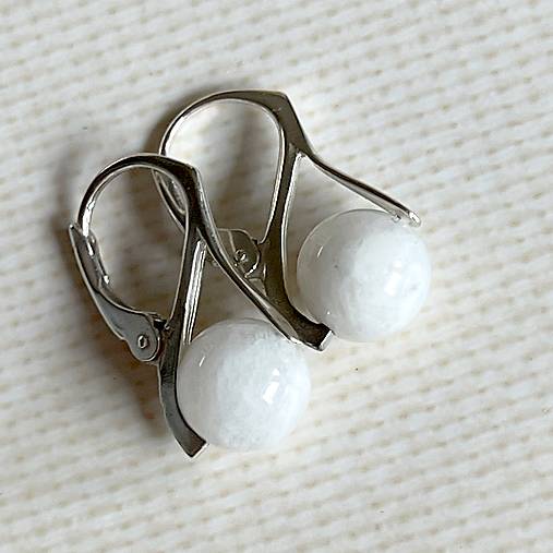 White Moonstone Earrings AG925 / Strieborné náušnice s mesačným kameňom A0047