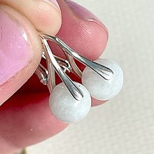 Náušnice - White Moonstone Earrings AG925 / Strieborné náušnice s mesačným kameňom A0047 - 15517508_