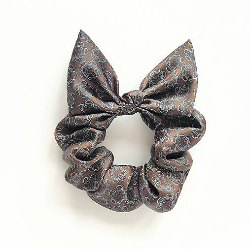 Scrunchie (hnedá kvetinková)