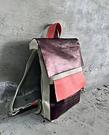 Batohy - METALICKÝ kožený ruksak - 15516333_