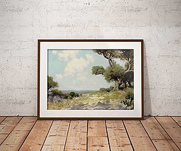 Kresby - Plagát| Maľba Cesta krajinou s kaktusmi - 15517556_