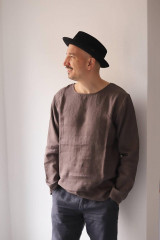 Pánske oblečenie - Pánske ľanové tričko / nátelník Orol s dlhými rukávmi - 15517669_