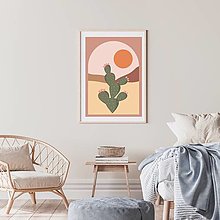 Grafika - Desert Dream minimalistická boho kolekcia plagátov z púšte (Prickly Pear cactus plagát A4 vytlačený) - 15517195_
