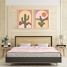 Grafika - Desert Dream minimalistická boho kolekcia plagátov z púšte (Set 2 - Saguaro + Prickly Pear plagáty A4 vytlačené) - 15517244_