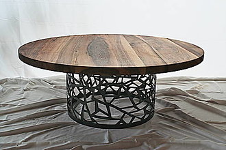 Nábytok - Orechový konferenčný stôl s perforovanou nohou - 15516292_