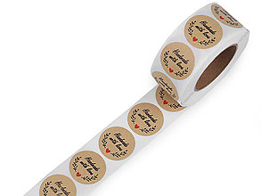 Papier - Samolepky papírové "Hand Made with Love" 500ks - 15515733_
