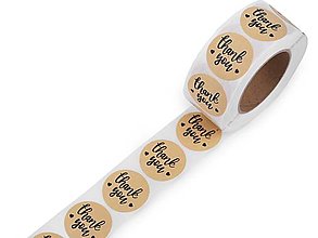 Papier - Samolepky papírové "Thank you" 500ks - 15515742_