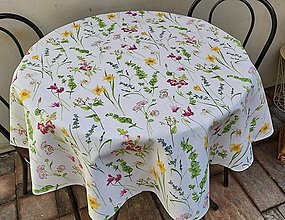 Úžitkový textil - Okrúhly obrus jarné kvety - 15520434_