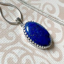 Náhrdelníky - Lapis Lazuli & Silver Necklace / Náhrdelník s lazuritom v striebornom prevedení H0014 - 15518661_