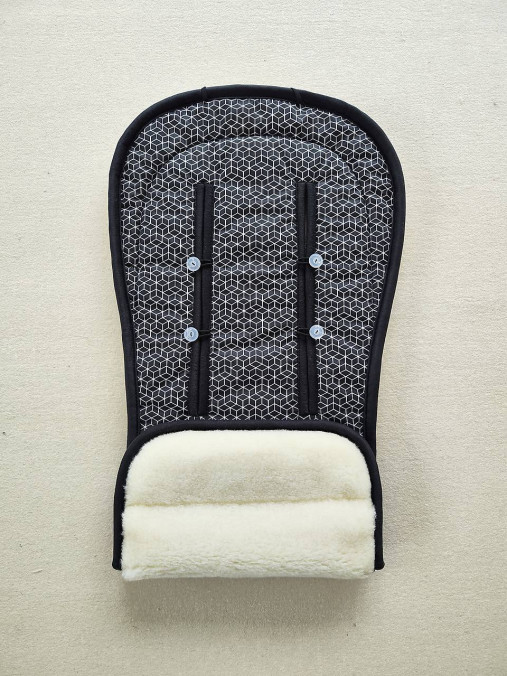 Detský textil - Podložka do kočíka CYBEX Talos S Lux proti poteniu 100 % merino top super wash Natural Origami black and white  - 15518914_