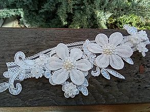 Spodná bielizeň - Ivory svadobný podväzok + čipkové kvety 22 - 15518267_
