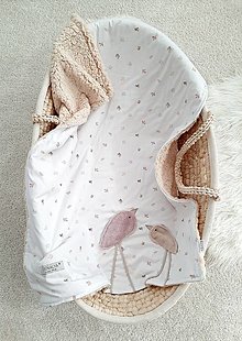 Detský textil - "Tuľkacia" deka Birds s jemným barančekom 65x90cm - 15522455_