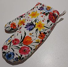 Úžitkový textil - Kuchynská chňapka s motivom kvetov/ s magnetom - 15523640_
