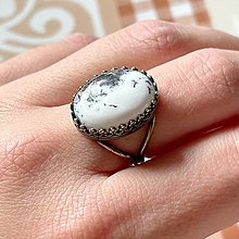 Prstene - Bronze Natural Dendritic Opal Ring / Vintage prsteň s pravým dendritickým opálom v bronzovom prevedení H0014 - 15521348_