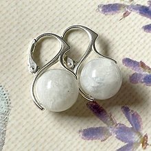 Náušnice - White Moonstone Earrings AG925 / Strieborné náušnice s mesačným kameňom A0047 - 15522995_