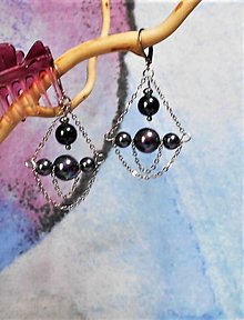 Náušnice - Riečne perly- náušnice zapínacie (Čierne perly dúhové) - 15521525_