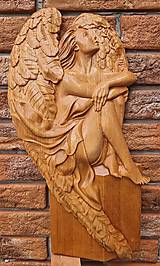 Dekorácie - 3D Drevorezba Anjel III - 15522904_