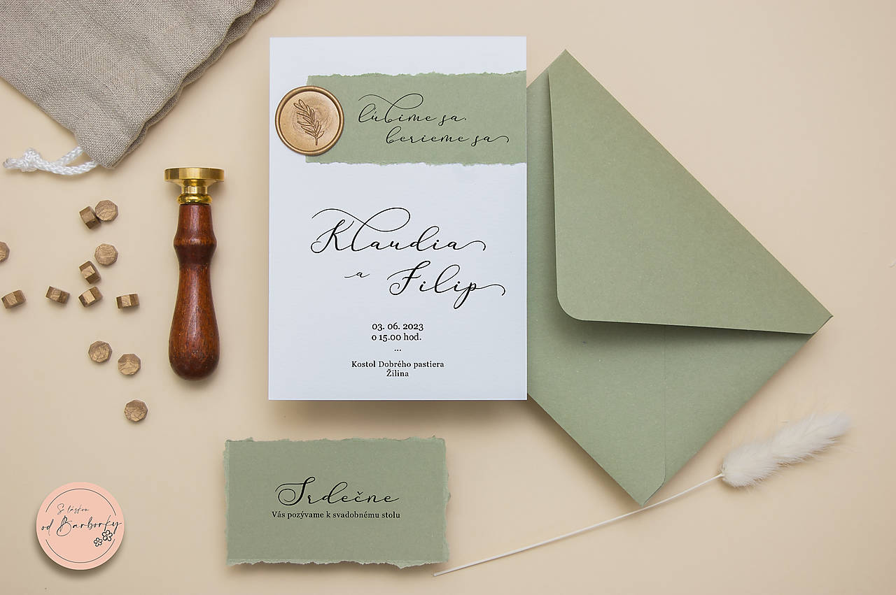 Svadobné oznámenie B#75 (Set - Svadobné oznámenie, pozvánka k svadobnému stolu a obálka (hladký papier))