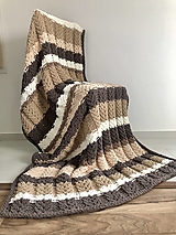 Úžitkový textil - Deka z Alize Puffy Fine 180x110cm hnedo-krémová - 15521974_