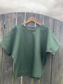 Topy, tričká, tielka - Ľanové tričko "zelené" - 15523195_