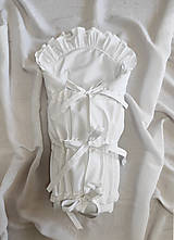 Detský textil - Biela šnurovacia zavinovačka na každý deň dvoj-volánová - A1 (Obliečka + vnútorná výplň z umelého vlákna 200g) - 15520782_