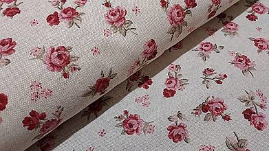 Textil - Anglická ružička na režnej poťahovke - 15526734_