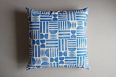 Úžitkový textil - Povlak na polštář / Geo blok modrá / Sleva - 15526076_