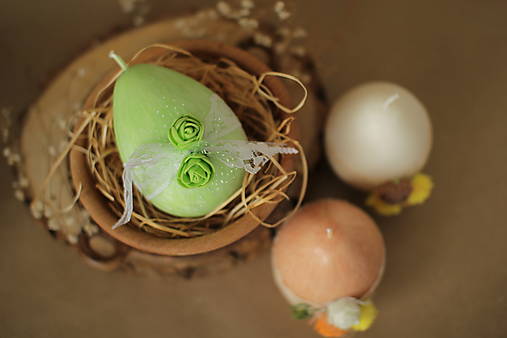  - Veľkonočná sviečka - rozkvitnuté vajíčko (Zelené) - 15524238_