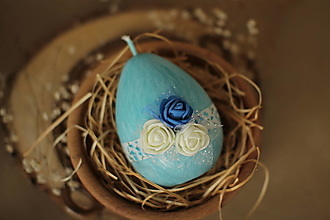 Sviečky - Veľkonočná sviečka - rozkvitnuté vajíčko (Modré) - 15524221_