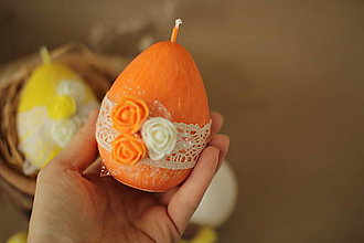 Svietidlá a sviečky - Veľkonočná sviečka - rozkvitnuté vajíčko (Oranžové) - 15524222_