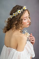 Ozdoby do vlasov - Kvetinový venček "lupene margarétok" - 15525702_