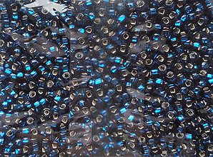 Korálky - Rokajl PRESIOSA 2 mm, 50g (tmavo modrý so strieborným prieťahom) - 15525967_