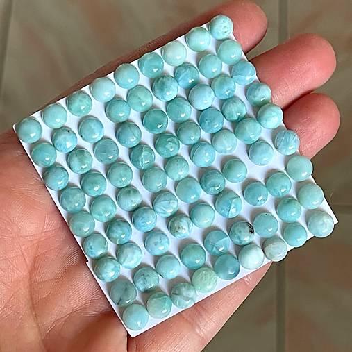 Minerály - Larimar kabošon kruh / 6mm - 15527910_