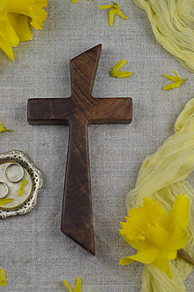 Dekorácie - Svadobný krížik z orechového dreva (orechový obyčajný) - 15529153_