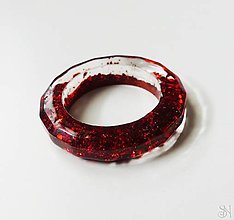 Prstene - Živicový prsteň s červenými trblietkami - 15531316_