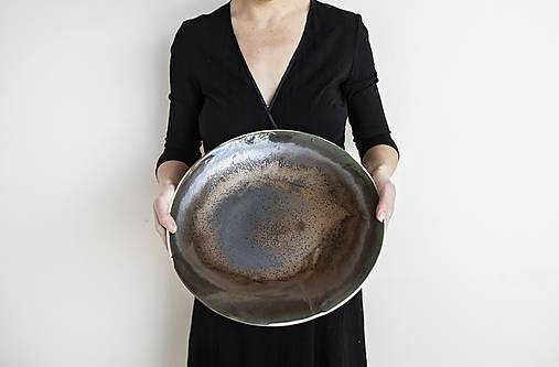 Nádoby - veľká misa z kameniny bronz - 15531183_