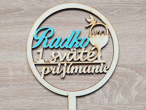 Drevený zapich KRUH na 1.sväté prijímanie menom maĺované 15cm