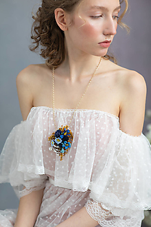 Náhrdelníky - Kvetinový náhrdelník "atramentové nebo" - 15533153_