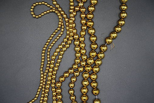 Minerály - Hematit zlatý 4-6-8-10-12 (102ks (4mm)) - 15532508_